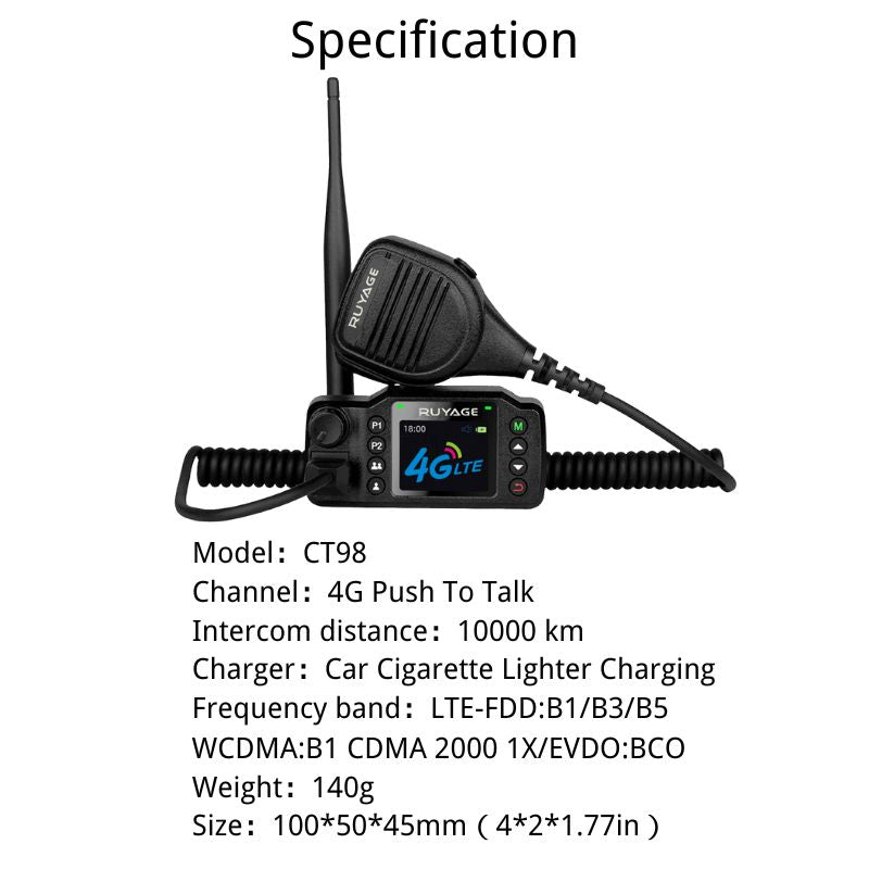 Ruyage Radio Nationwide PTT Car Walkie-Talkie(CT98)