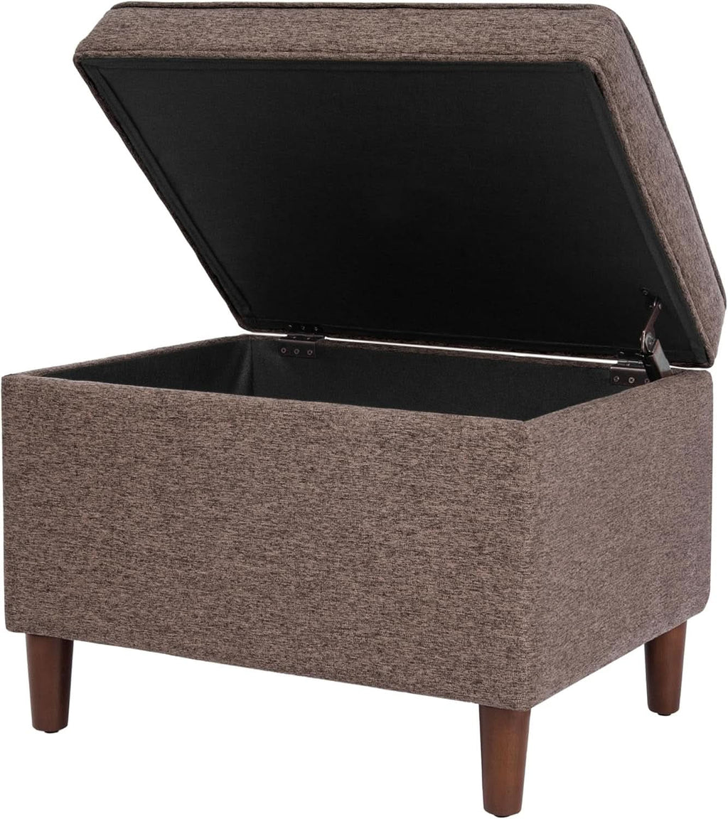 Chocolate Brown Contemporary Storage Ottoman With Lid