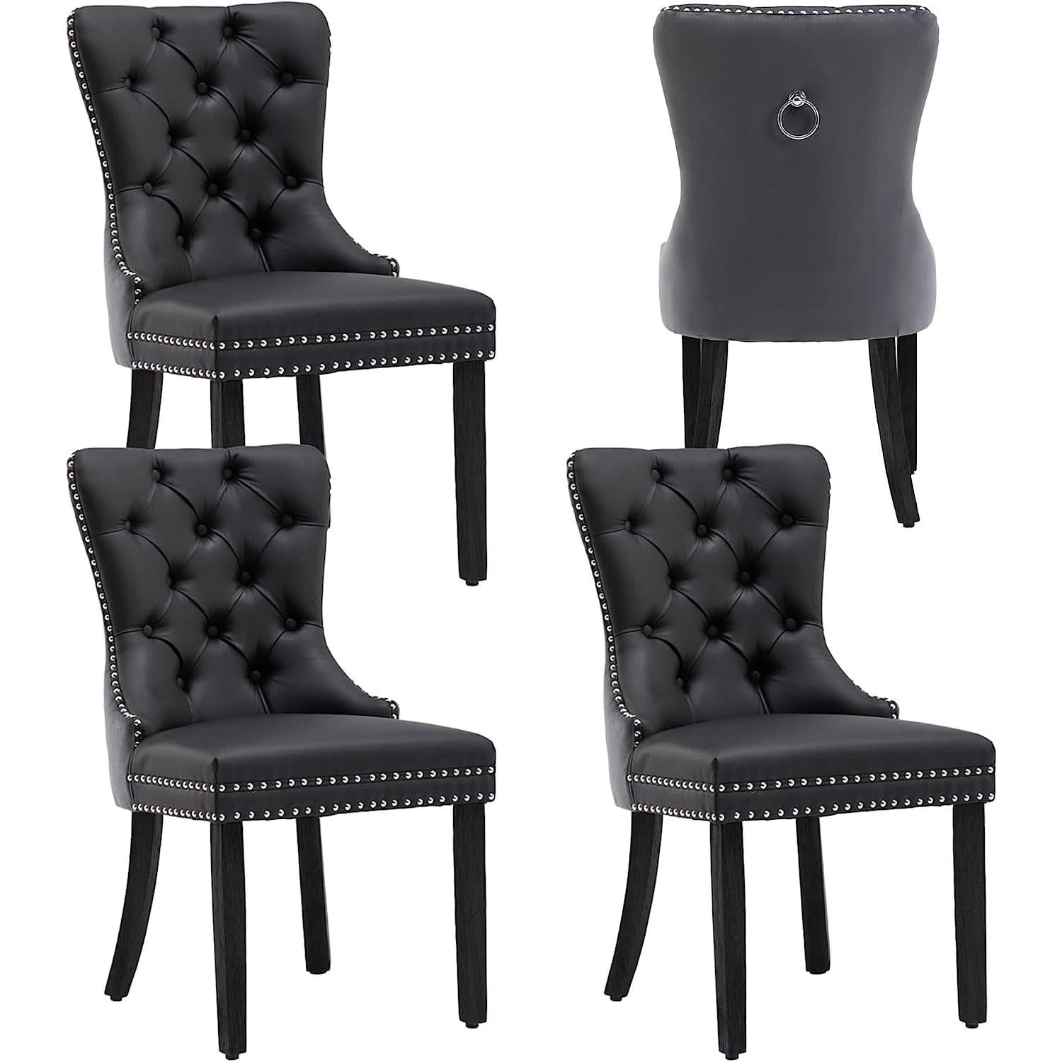 Tufted Velvet Dining Chairs Set of 4 With Acrylic Legs