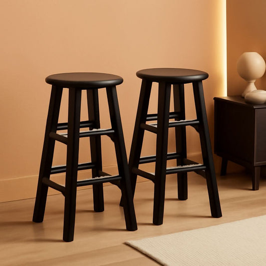 Espresso Counter Stool Set 2 Piece Solid Wood 24 Inch
