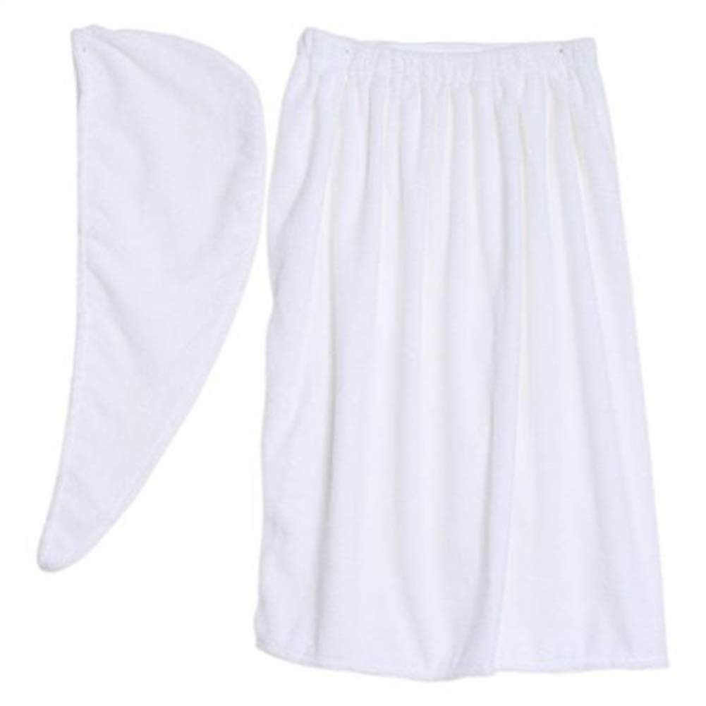 Keenso Womens Spa Bathrobe Set Hair Drying Cap - Soft Fast-Dry Wrap Towel