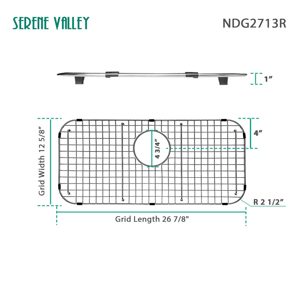 Serene Valley Sink Bottom Grid 26-7/8 X 12-5/8 Rear Drain Corner Radius 2-1/2