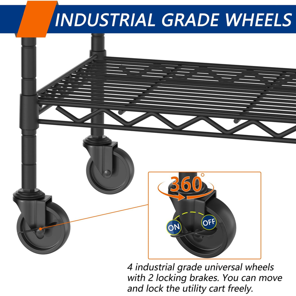 Soywey 4-Shelf Adjustable Heavy Duty Storage Shelving Unit On 4 Wheel Casters