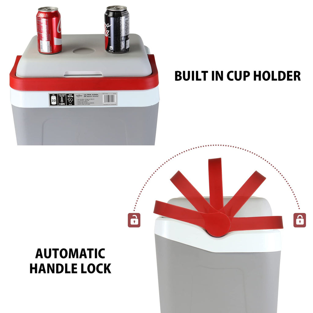 Koolatron Ice Chest Cooler - Portable Cooler W/ Locking Carry Handle Vintage