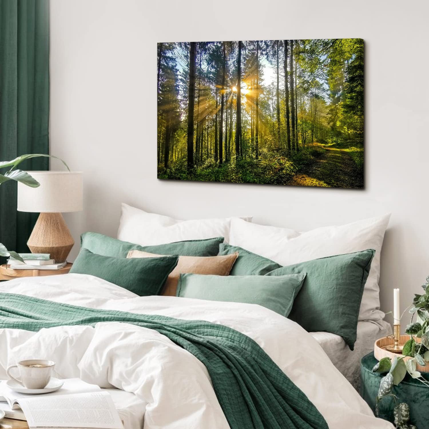 Arebolo Sunrise Forest Canvas Wall Art Nature Mountain Wall Decor For Living