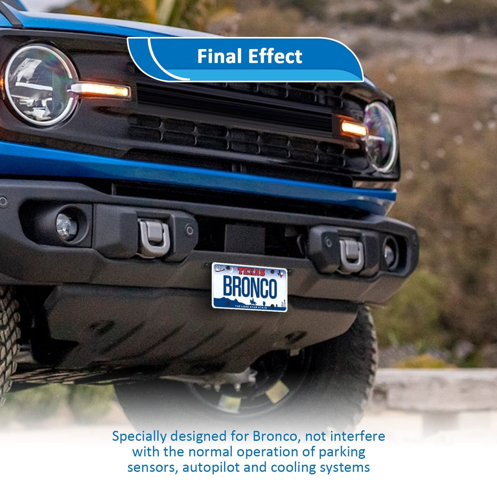 Wsays Bronco Front License Plate Bracket Steel License Plate Frame Compatible
