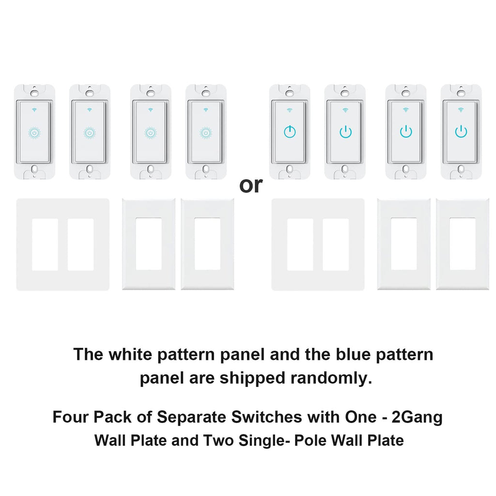 Smart Switch4 Pack Double Smart Light Switch Milfra In-Wall Wifi Smart Switch
