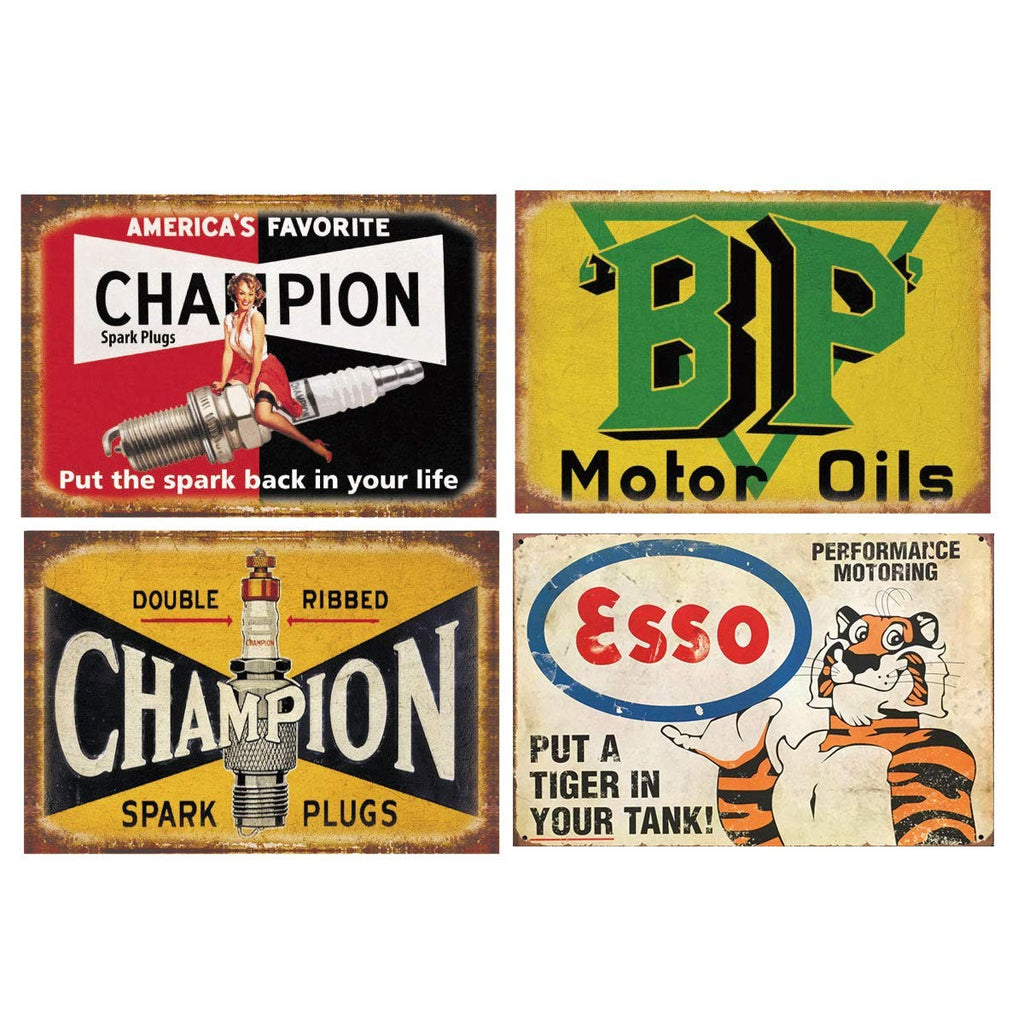 Panguru 35 Pieces Reproduced Vintage Tin Signs Gas Oil Retro Advert Antique