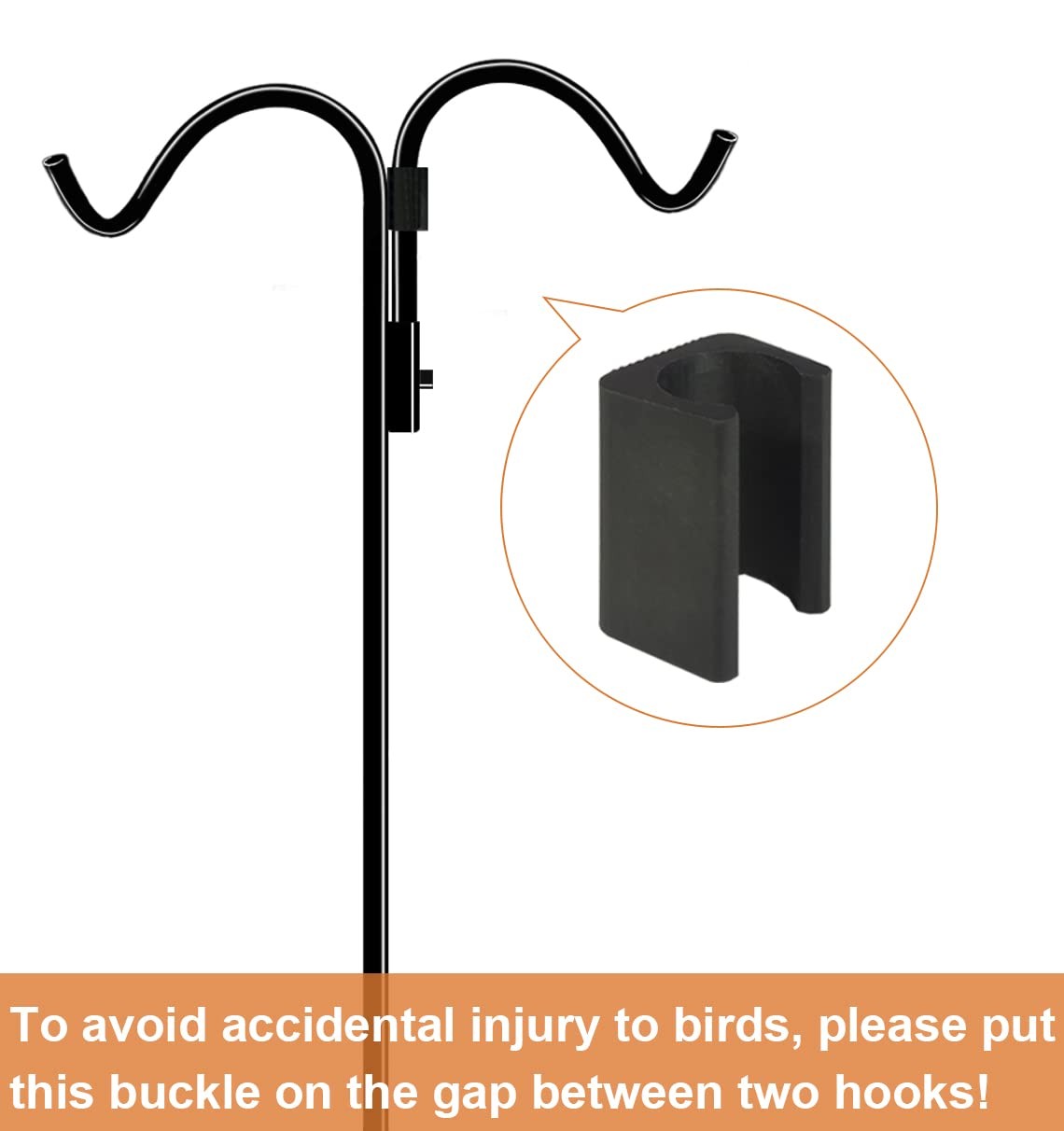 Anbaimei 60 Inch Double Shepherds Hook For Outdoor 5 Prong Base Adjustable