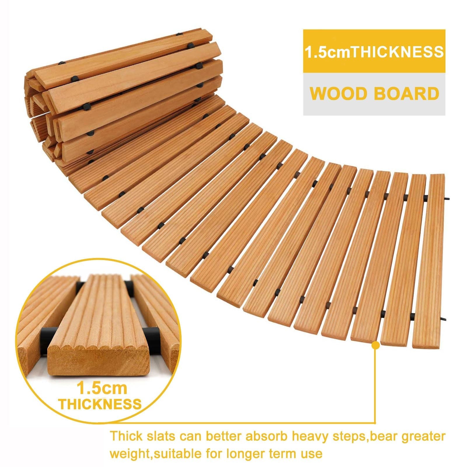 Tonahutu 6Ft Wooden Garden Pathway Roll Out Wooden Curved Pathway