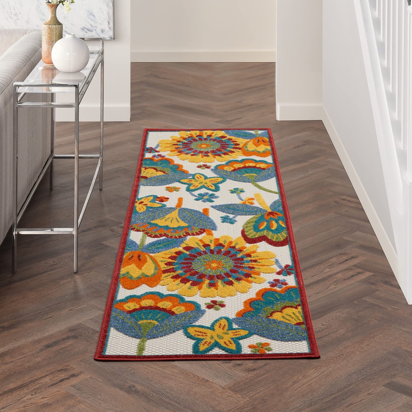 Nourison Home Aloha Multicolor 23 X 8 Area Rug - Easy Clean Non Shedding Bed