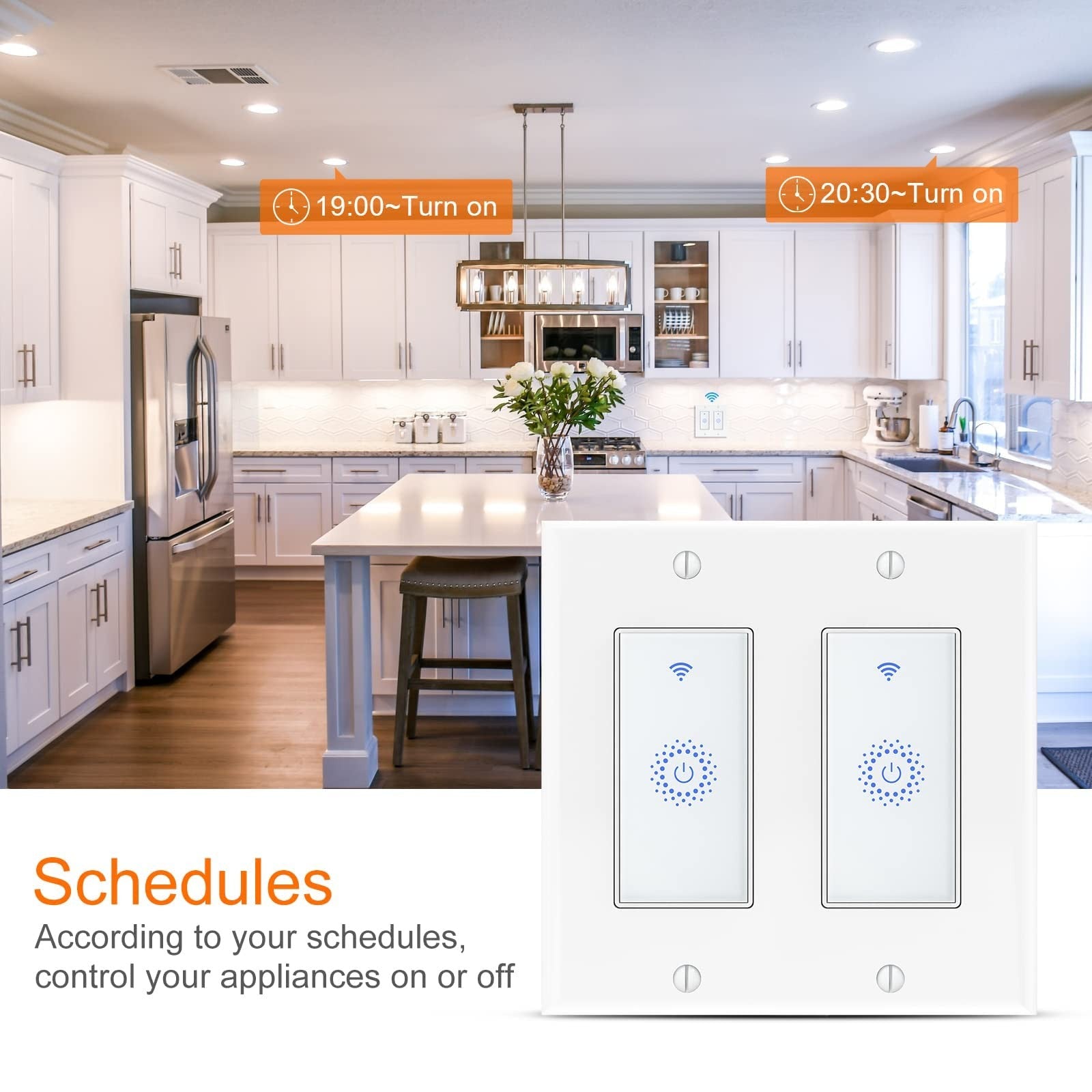 Smart Switch4 Pack Double Smart Light Switch Milfra In-Wall Wifi Smart Switch