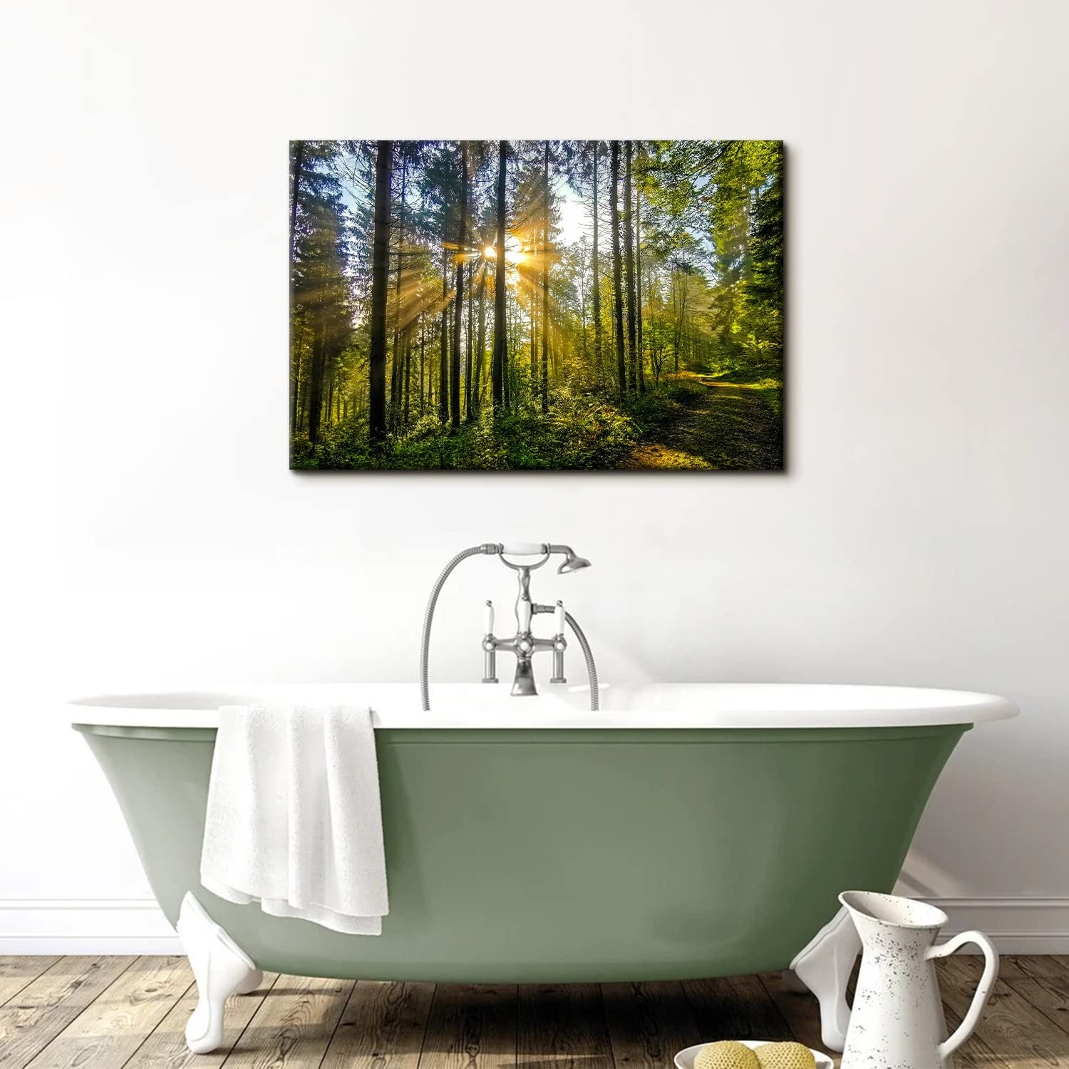 Arebolo Sunrise Forest Canvas Wall Art Nature Mountain Wall Decor For Living