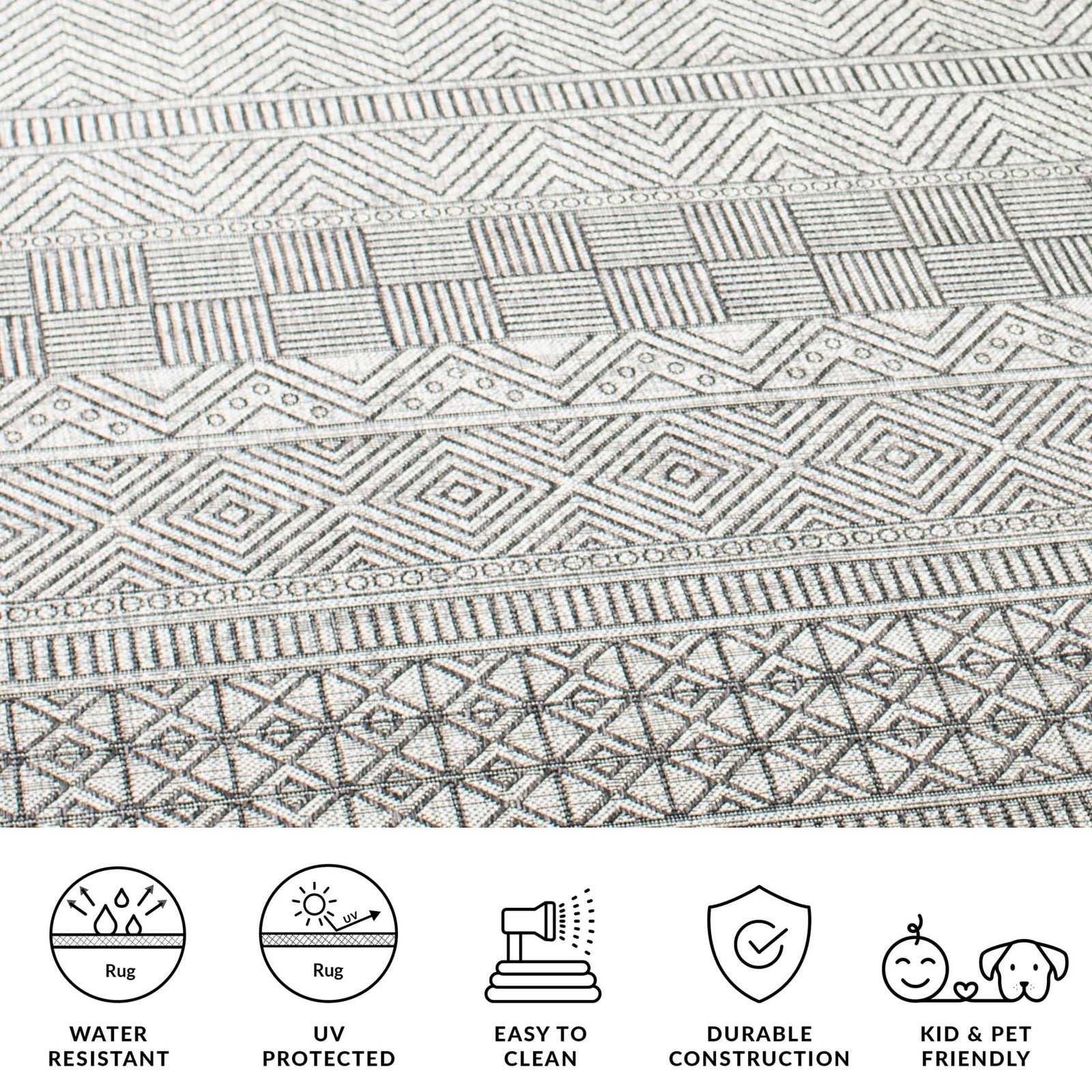 Safavieh Washable Rug Outdoor Courtyard Collection - 53 Square Black Grey