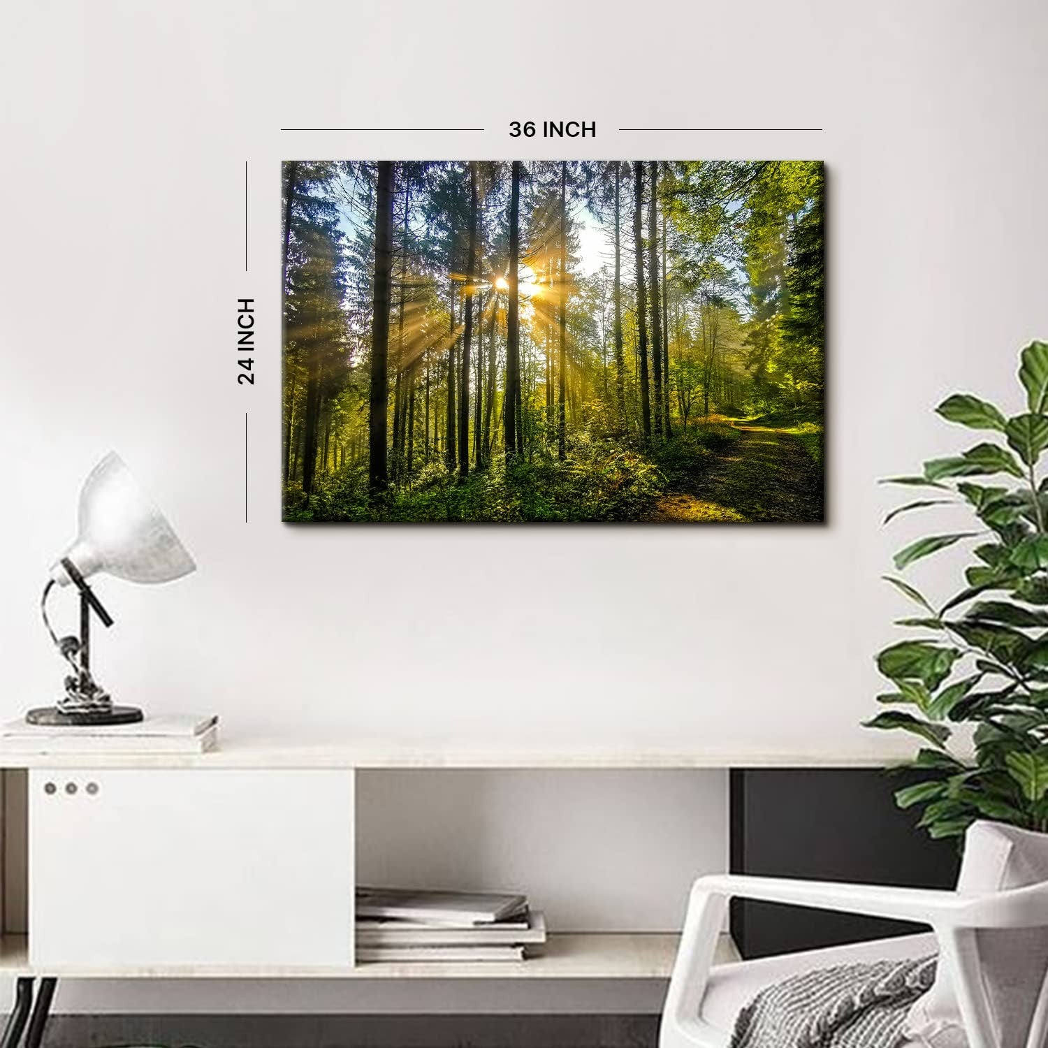 Arebolo Sunrise Forest Canvas Wall Art Nature Mountain Wall Decor For Living