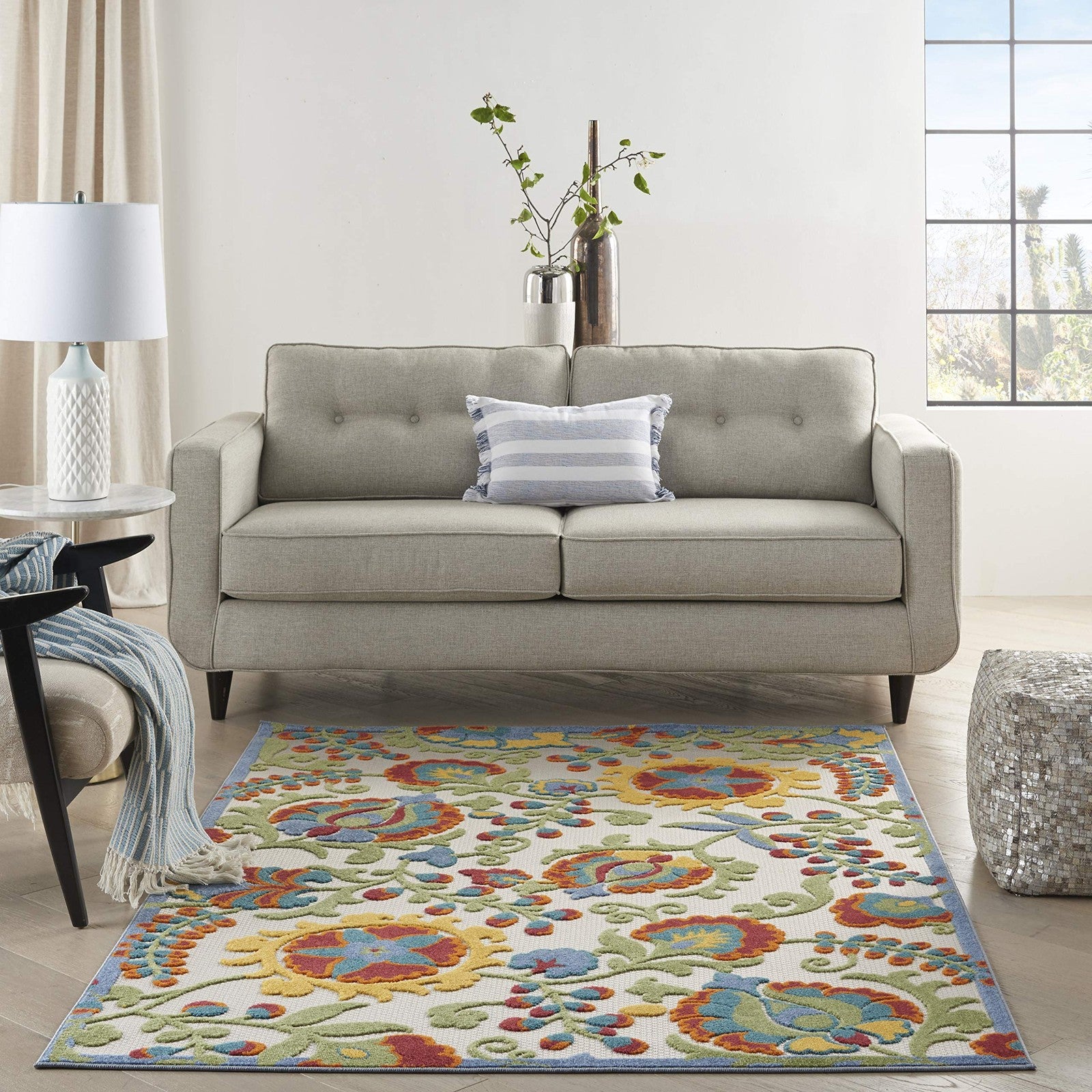 Nourison Home Aloha Ivory Multicolor 36 X 56 Area Rug - Easy Clean Non Shedding