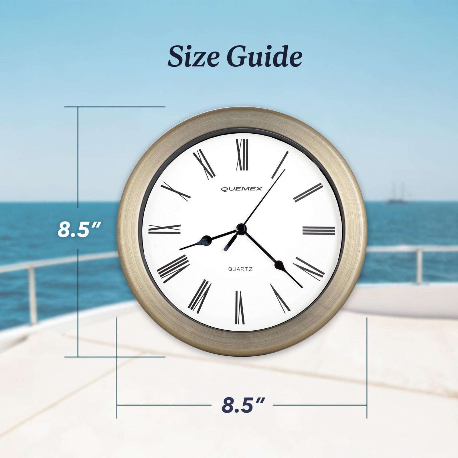 Justime 8.5 Inch Brushed Metal Water Resistant Wall Clock Special For Small