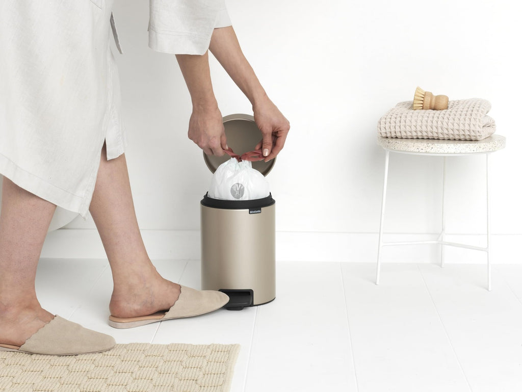 Brabantia Step-On Xs Trash Can Metallic Gold 0.8 Gallon / 3L Bathroom Bedroom