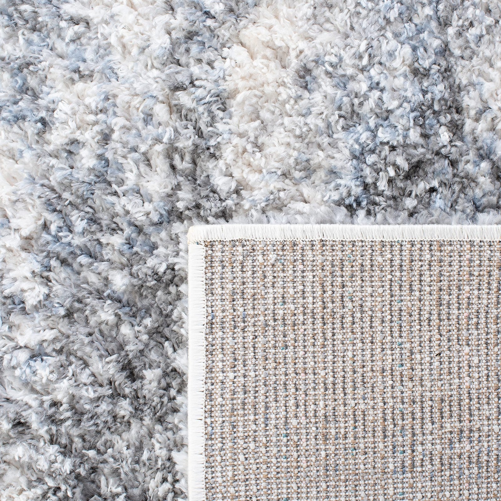 Safavieh Berber Shag Collection 53 X 76 Ivory/Grey Ber273A Modern Abstract