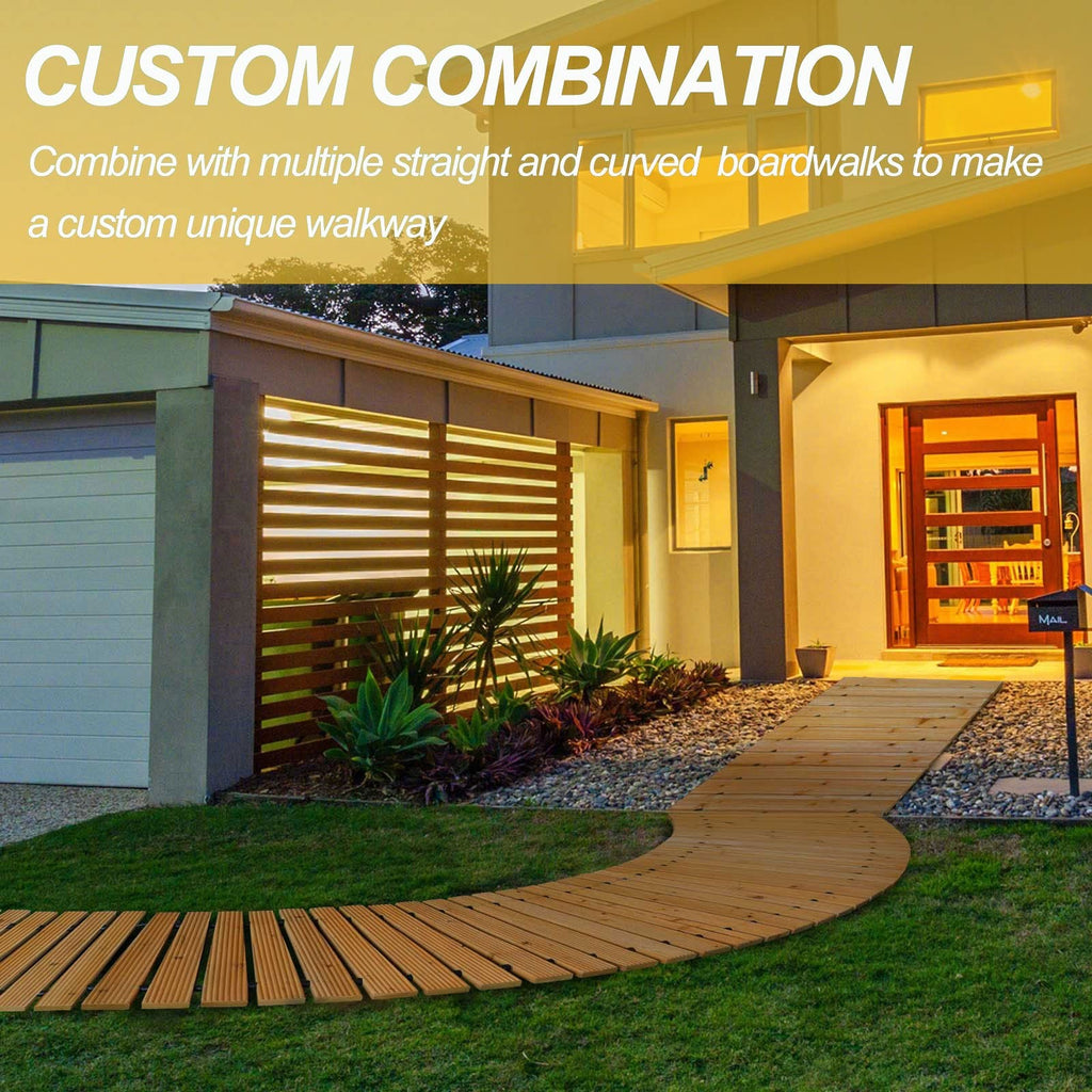 Tonahutu 6Ft Wooden Garden Pathway Roll Out Wooden Curved Pathway