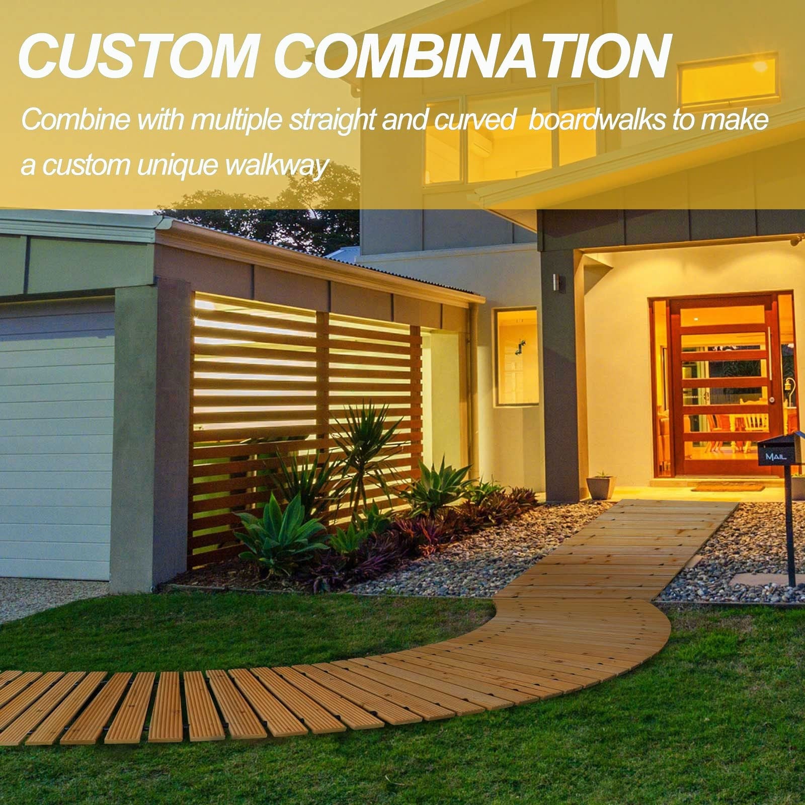 Tonahutu 6Ft Wooden Garden Pathway Roll Out Wooden Curved Pathway