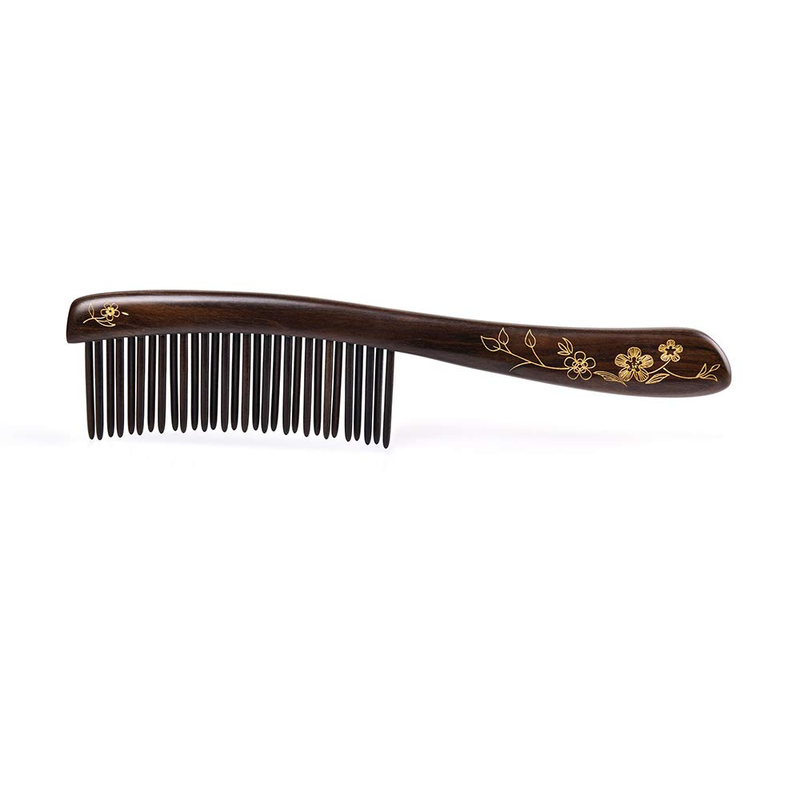 Tan Mujiang Wooden Hair Comb Wide-Tooth Inserted Teeth For Women Curly Hair