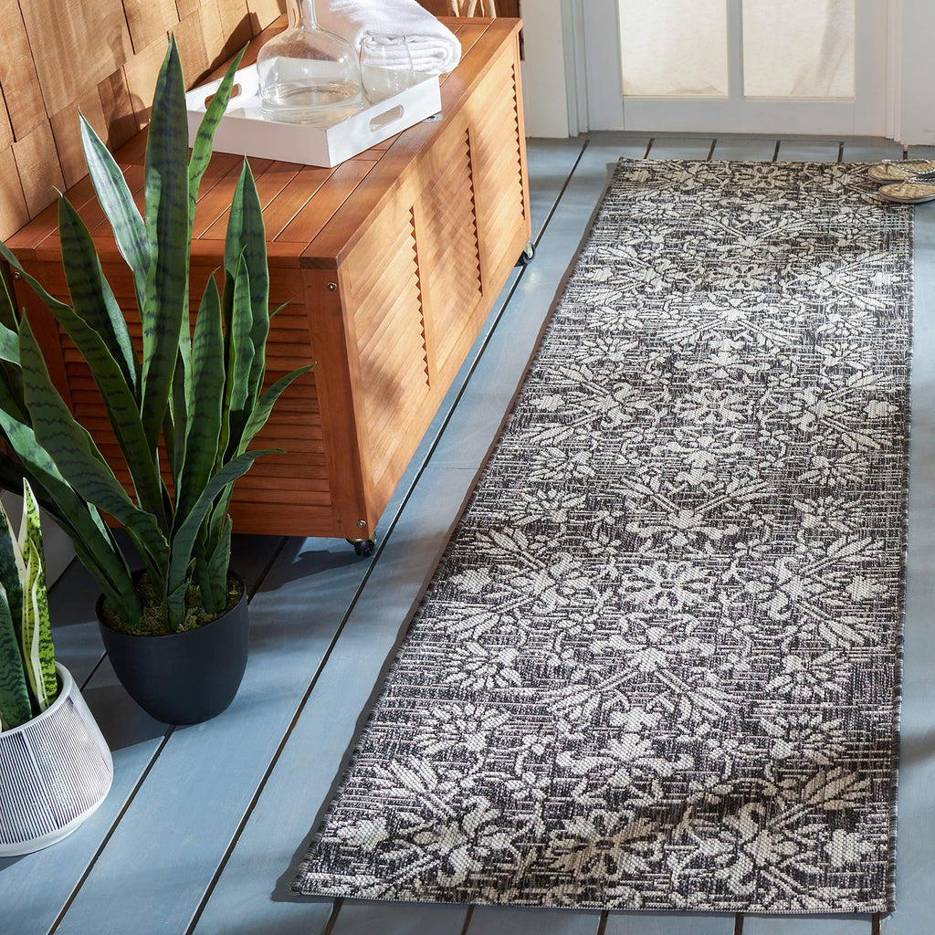 Safavieh Courtyard Collection 23 X 8 Black/Light Grey Cy8064 Indoor-Outdoor