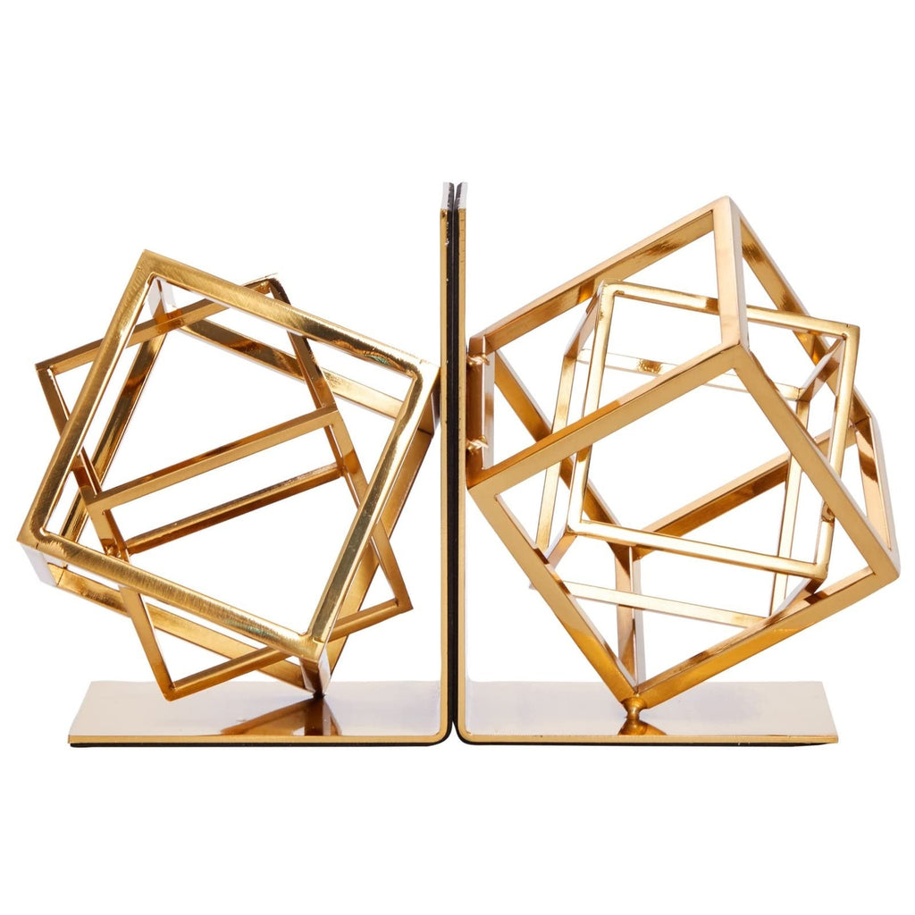 Juvale Gold Bookends - Heavy-Duty Metal Book Ends For Bookshelf Decor -