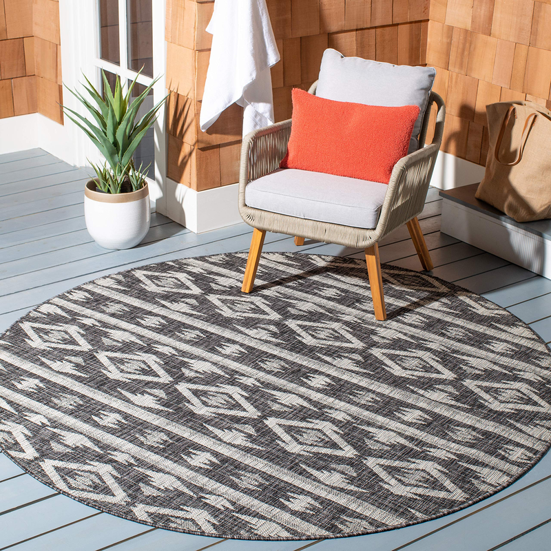 Safavieh Courtyard Collection 53 Round Black / Grey Cy8863 Indoor/ Outdoor