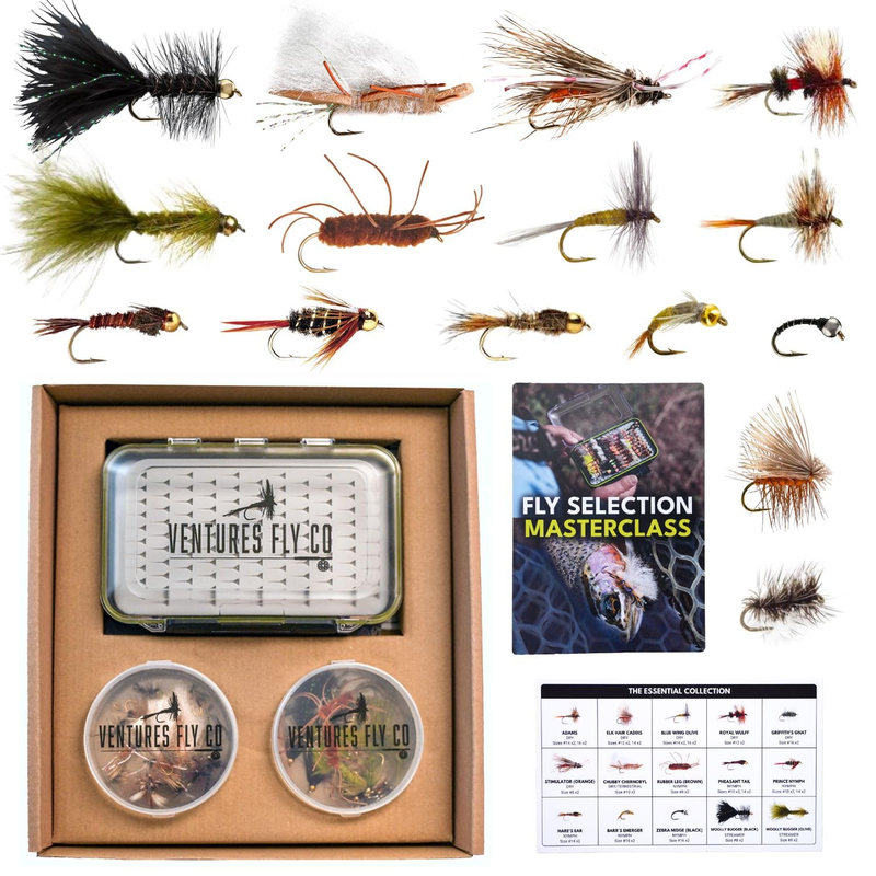 Ventures Fly Co. 40 Premium Hand Tied Fly Fishing Flies Assortment Fly Included