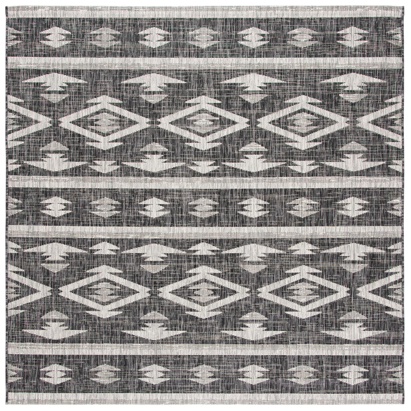 Safavieh Washable Rug Outdoor Courtyard Collection - 4 Square Black Grey