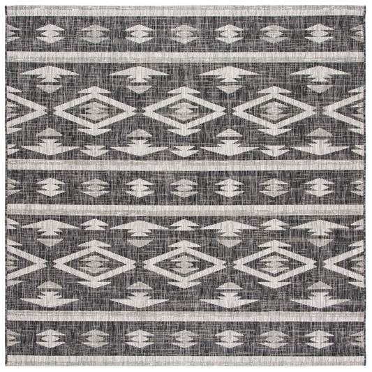 Safavieh Washable Rug Outdoor Courtyard Collection - 4 Square Black Grey