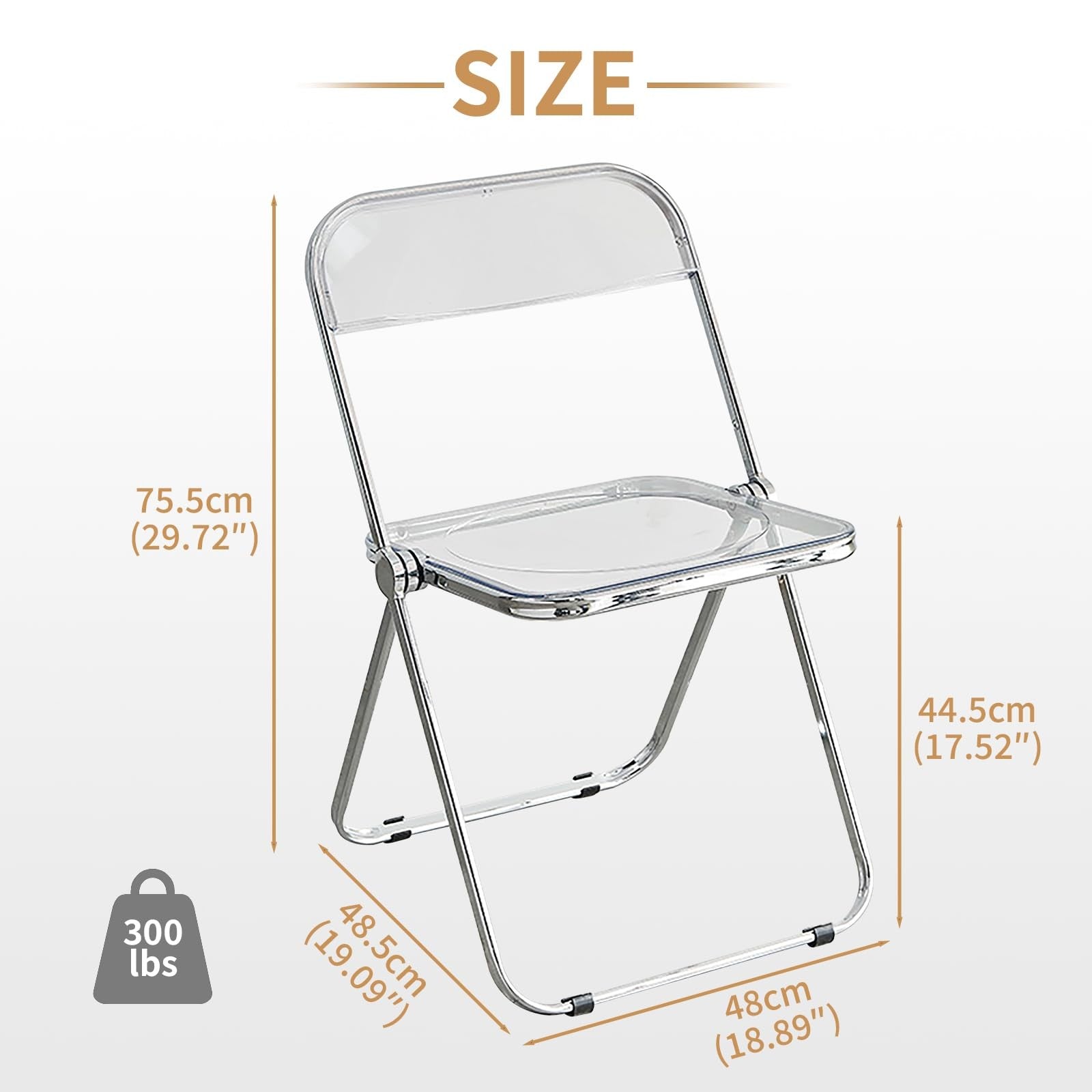 Kaihaowin Luxury Modern Transparent Folding Chair Acrylic Folding