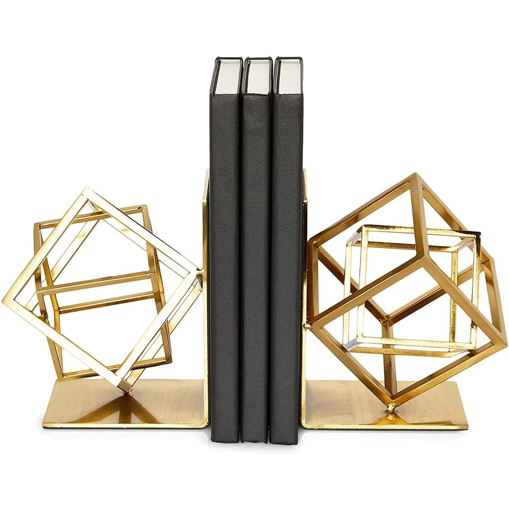 Juvale Gold Bookends - Heavy-Duty Metal Book Ends For Bookshelf Decor -