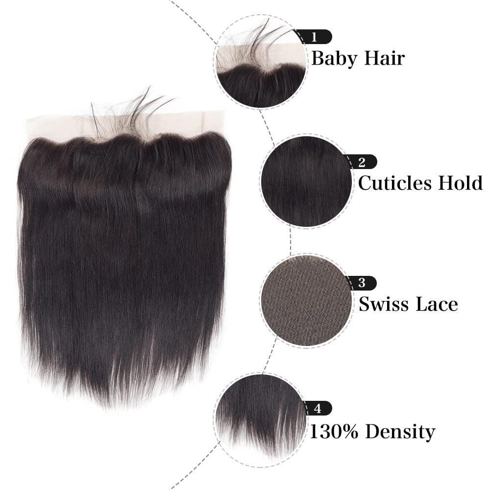 Feibin 13X4 Lace Frontal Closure 20 Inch Ear To Ear Part Brazilian Silky