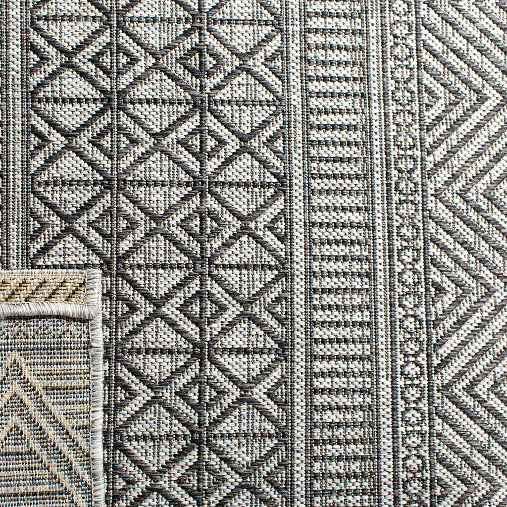 Safavieh Washable Rug Outdoor Courtyard Collection - 23 X 67 Runner Black Grey