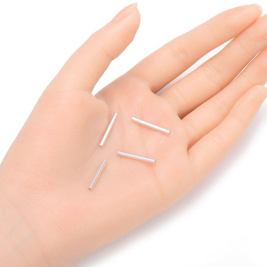 50Pcs Adabele Sterling Silver Hypoallergenic Straight Tube Loose Beads 20Mm