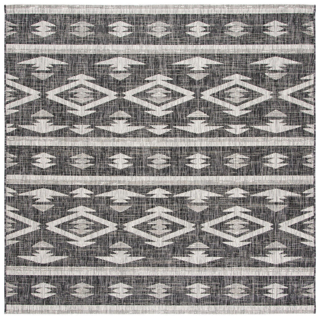 Safavieh Washable Rug Outdoor Courtyard Collection - 4 Square Black Grey