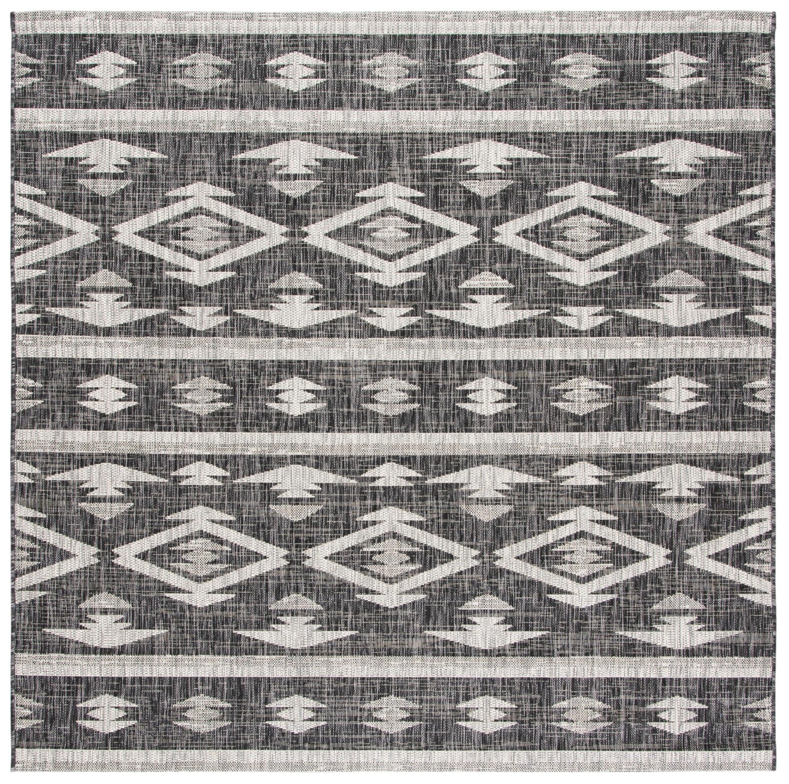 Safavieh Washable Rug Outdoor Courtyard Collection - 4 Square Black Grey