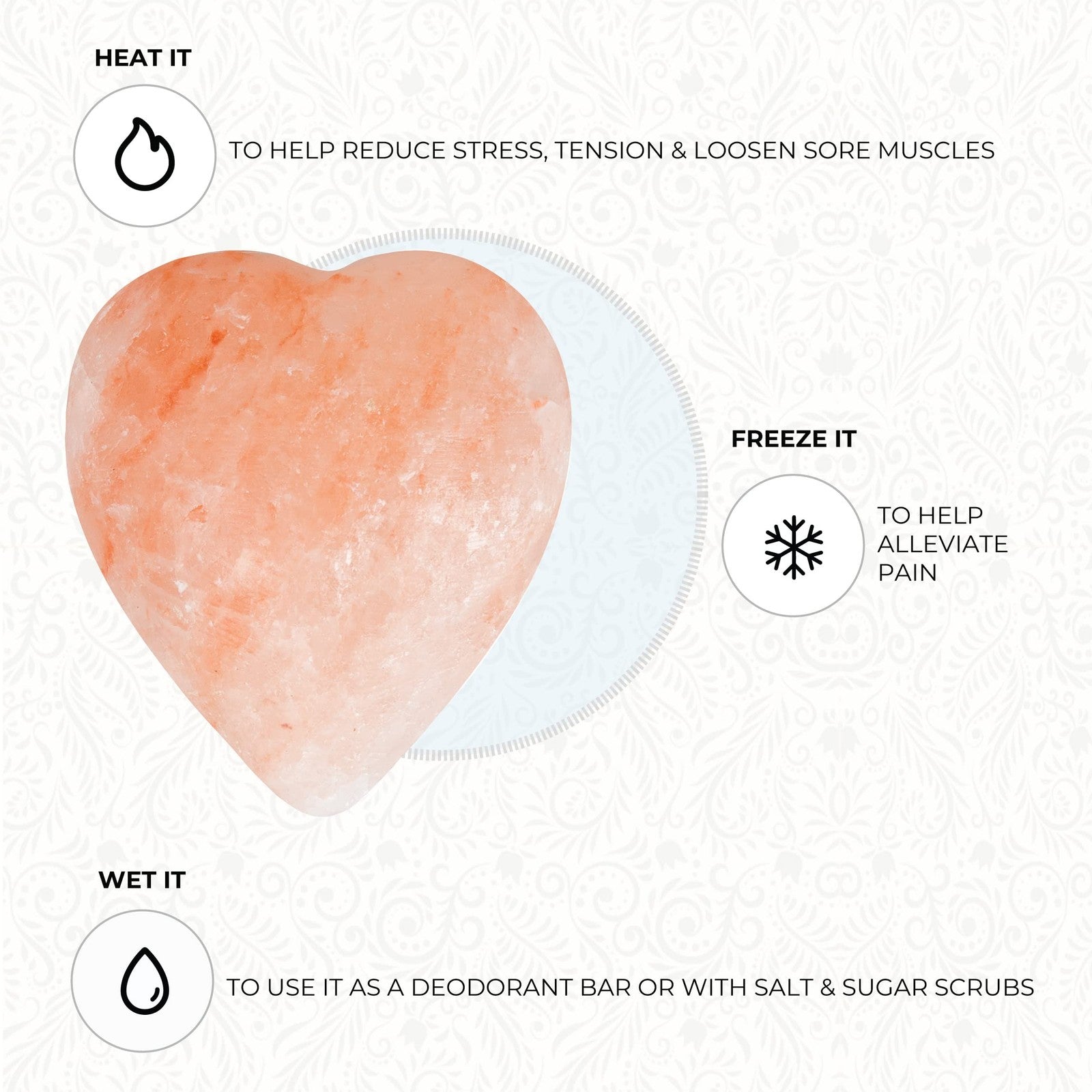 Pure Himalayan Salt Works Heart Massage Stone Pink Crystal Hand-Carved Stone