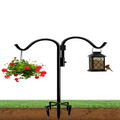 Anbaimei 60 Inch Double Shepherds Hook For Outdoor 5 Prong Base Adjustable