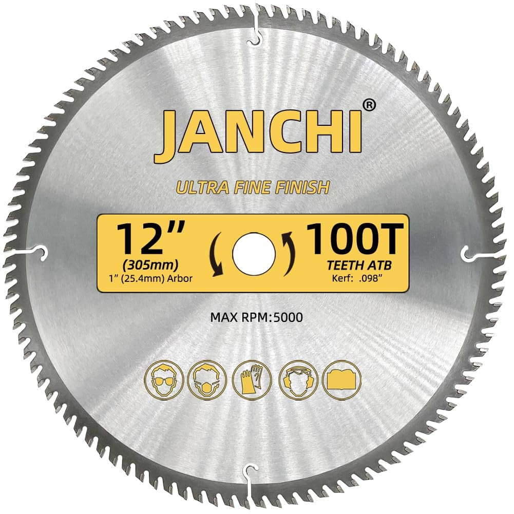 Janchi 3Pack Combo 12-Inch 32T 80T 100T Woodworking Saw Blades 1 Arbor 098 Thin