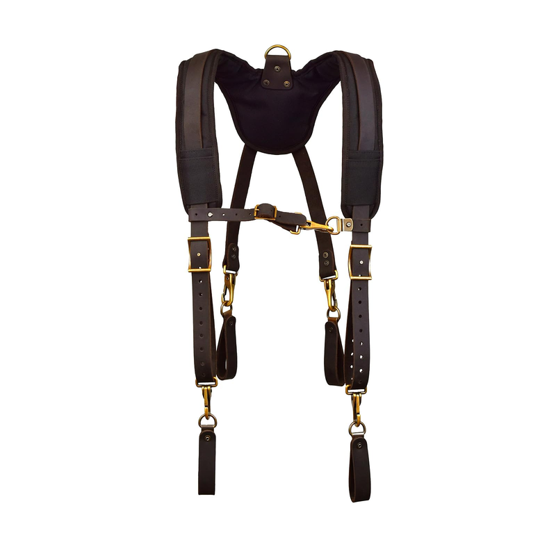 Ox Tools Pro Oil Tanned Leather Tool Belt Suspenders For Men - Heavy Duty