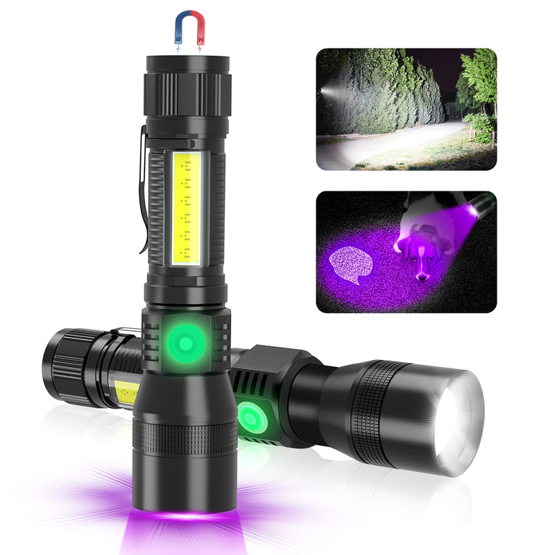 Vnina Uv Rechargeable Flashlights Tactical1000 High Lumens 3 In 1 Led Black