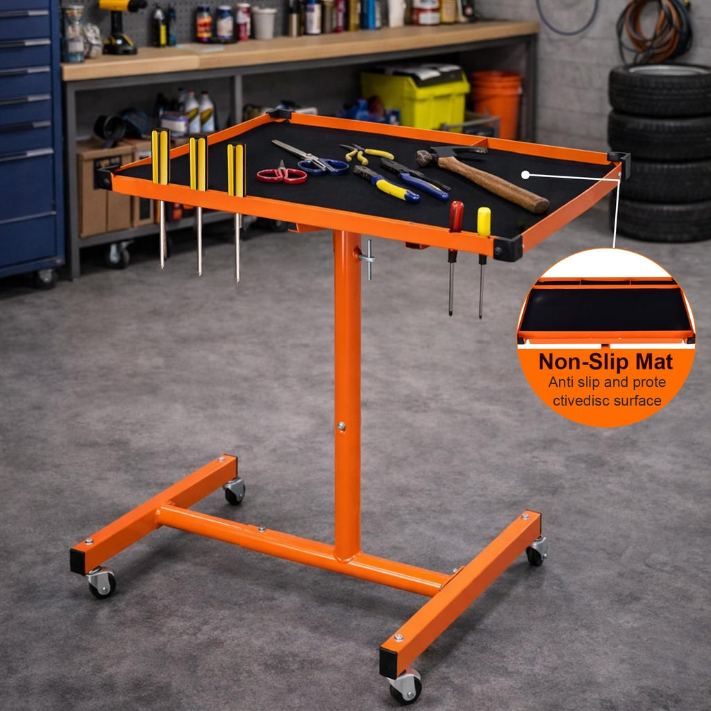 A A In Mechanics Rolling Work Table Adjustable Mobile Tray Table For Shop