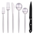 Euirio 48-Piece Matte Silverware Set Steak Knives Flatware Set For 8 Stainless