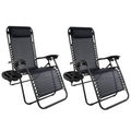 Zero Gravity Chairs - Set Of 2 Outdoor Chairs Side Tables 2 Cupholders Phone