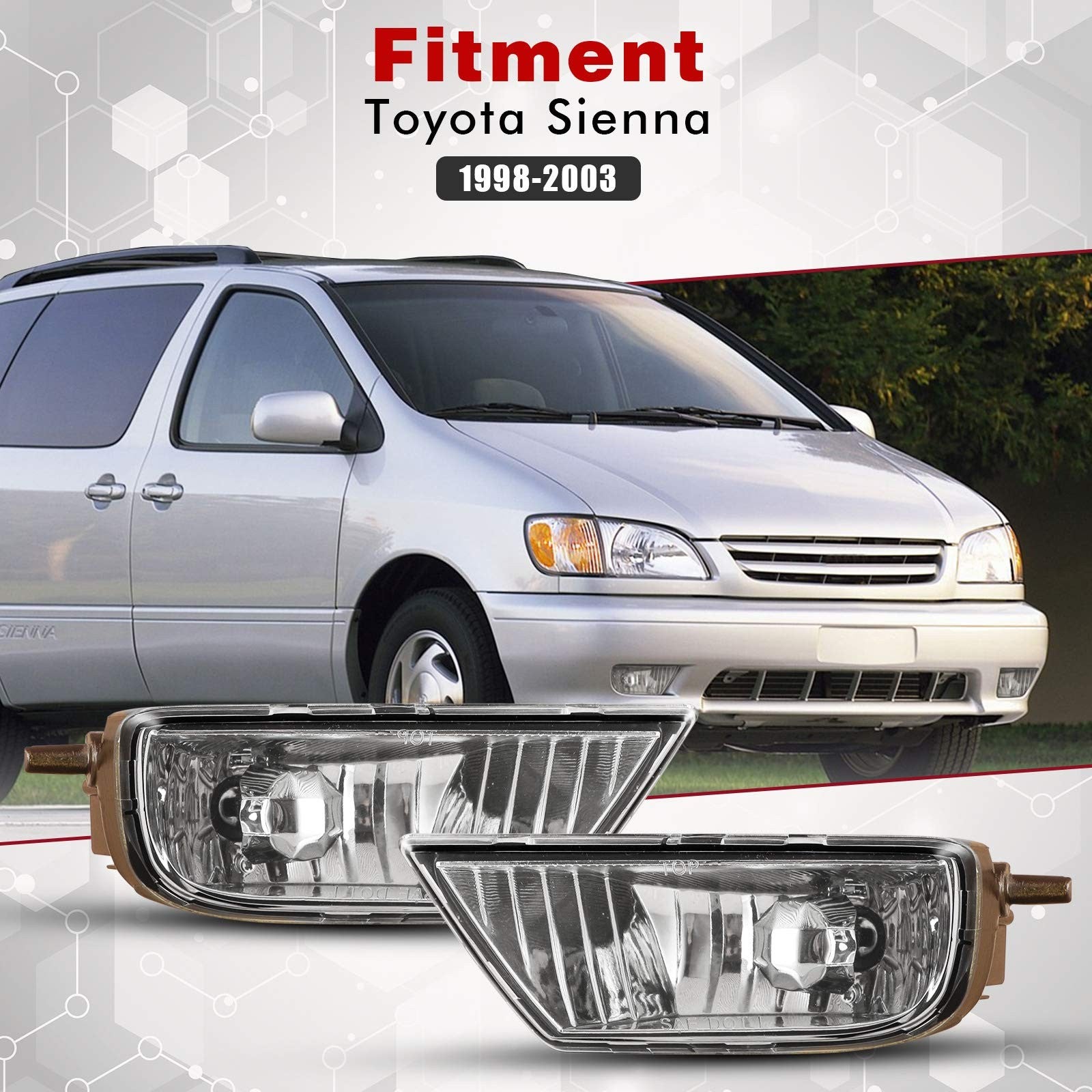Autowiki Fits For 1998-2003 Toyota Sienna Oem Style Clear Lens Bumper Driving