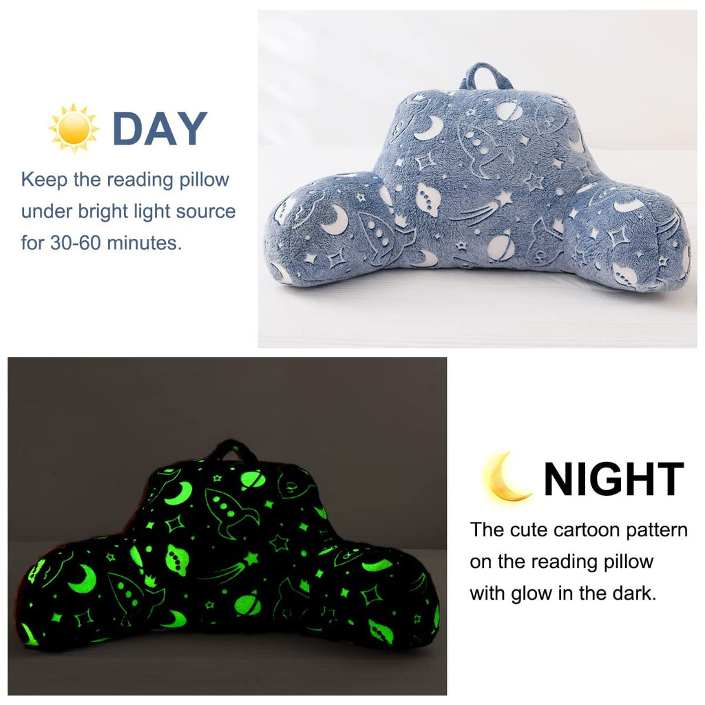 Holawakaka Glow In The Dark Reading Pillow For Sitting Up In Bed Sofa Kids