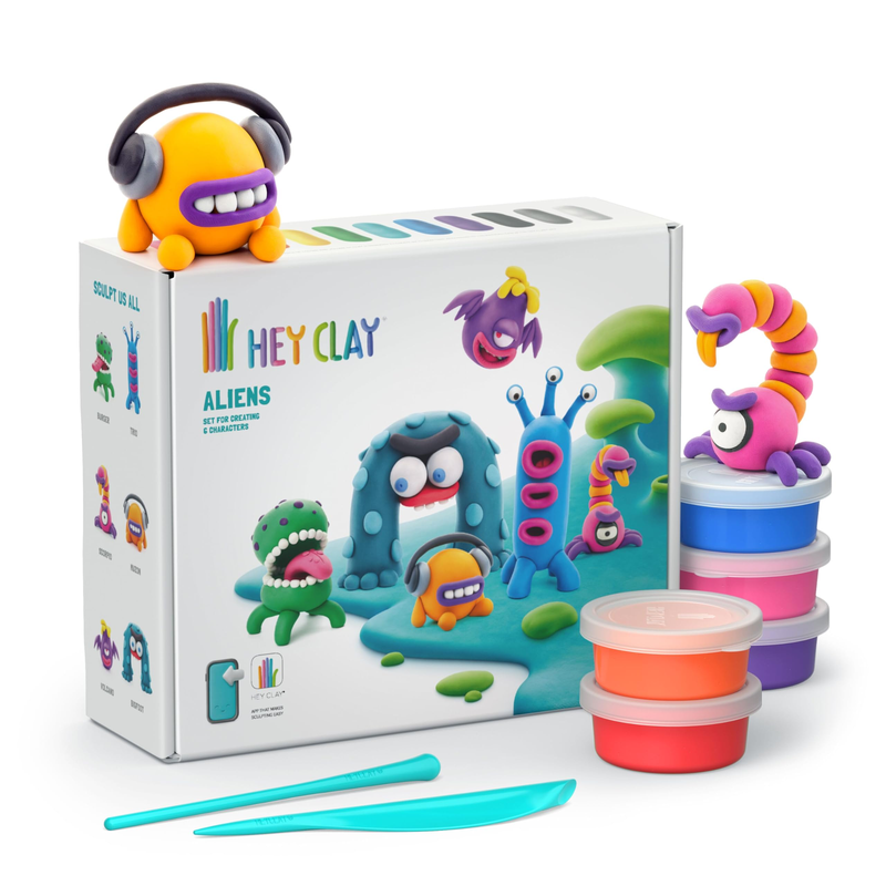 Hey Clay Set - Colourful Modeling Air Dry Clay Kit For Kids 15 Cans And